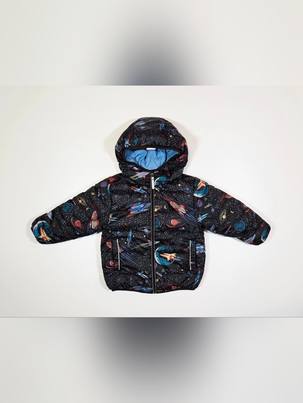 Hannah Anderson Space Puffer Jacket Coat Kids 90cm  US 3T Reversible Blue Boys